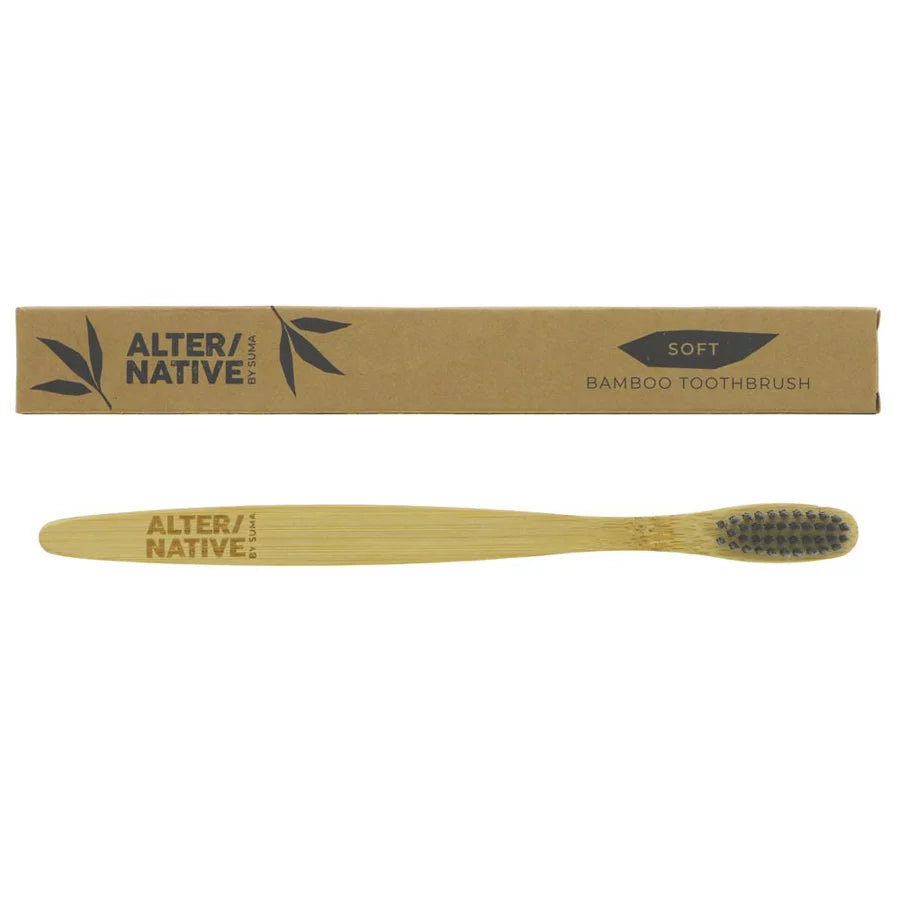 Alter/Native Bamboo Toothbrush with soft charcoal-infused bristles for gentle oral care.