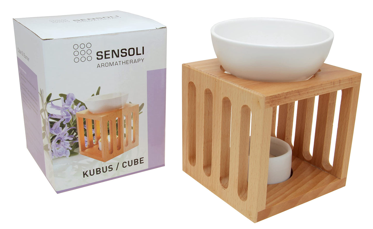 Sensoli Cube Oil Burner: stylish ceramic oil diffuser for essential oils, perfect for modern home decor.