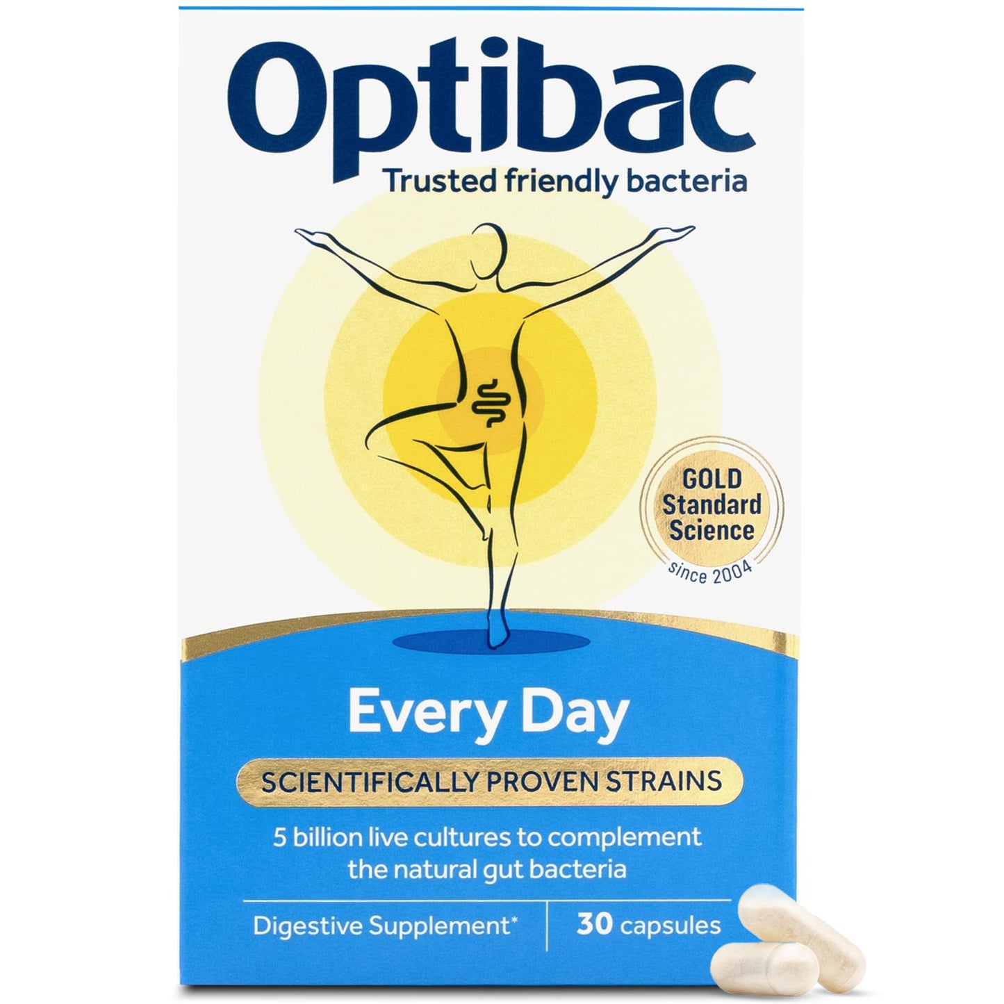 Optibac Every Day friendly bacteria supplement for daily digestive health and balanced gut flora.
