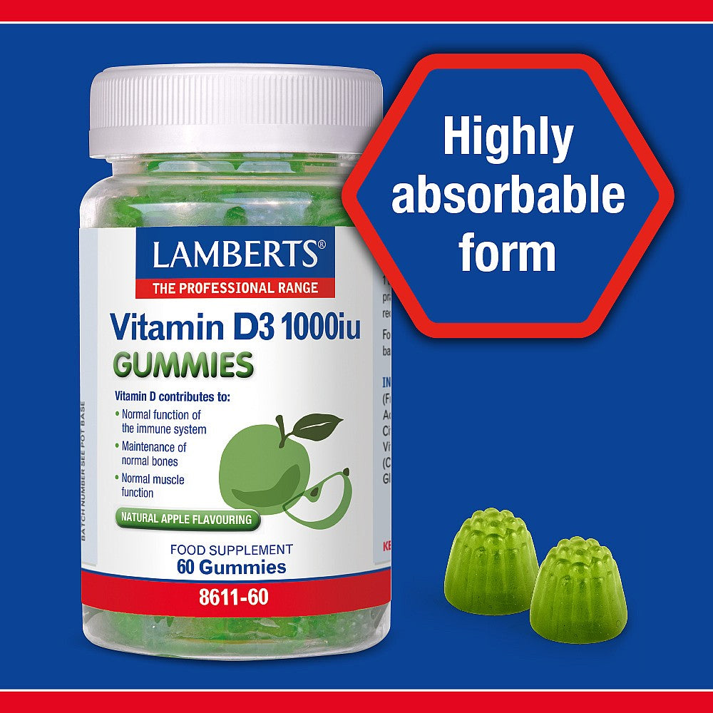 Vitamin D3 1000iu Gummies, supporting bone health and immune system