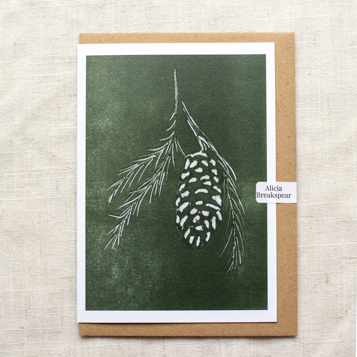 Alicia Breakspear - Christmas Card A6 Pine Cone - Recycled Card