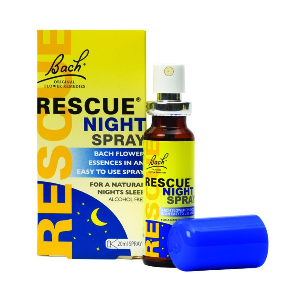 Bach Rescue Night Spray 20ml, a natural alcohol-free sleep aid to calm a racing mind.