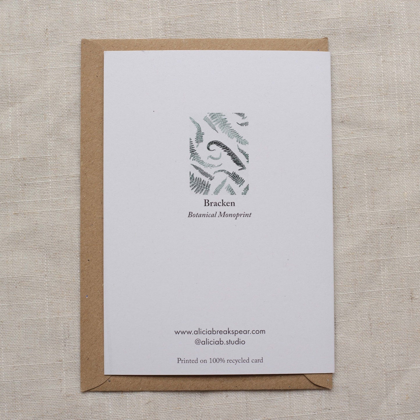 Alicia Breakspear - Christmas Card A6 Botanical Bracken Ferns - Recycled Card