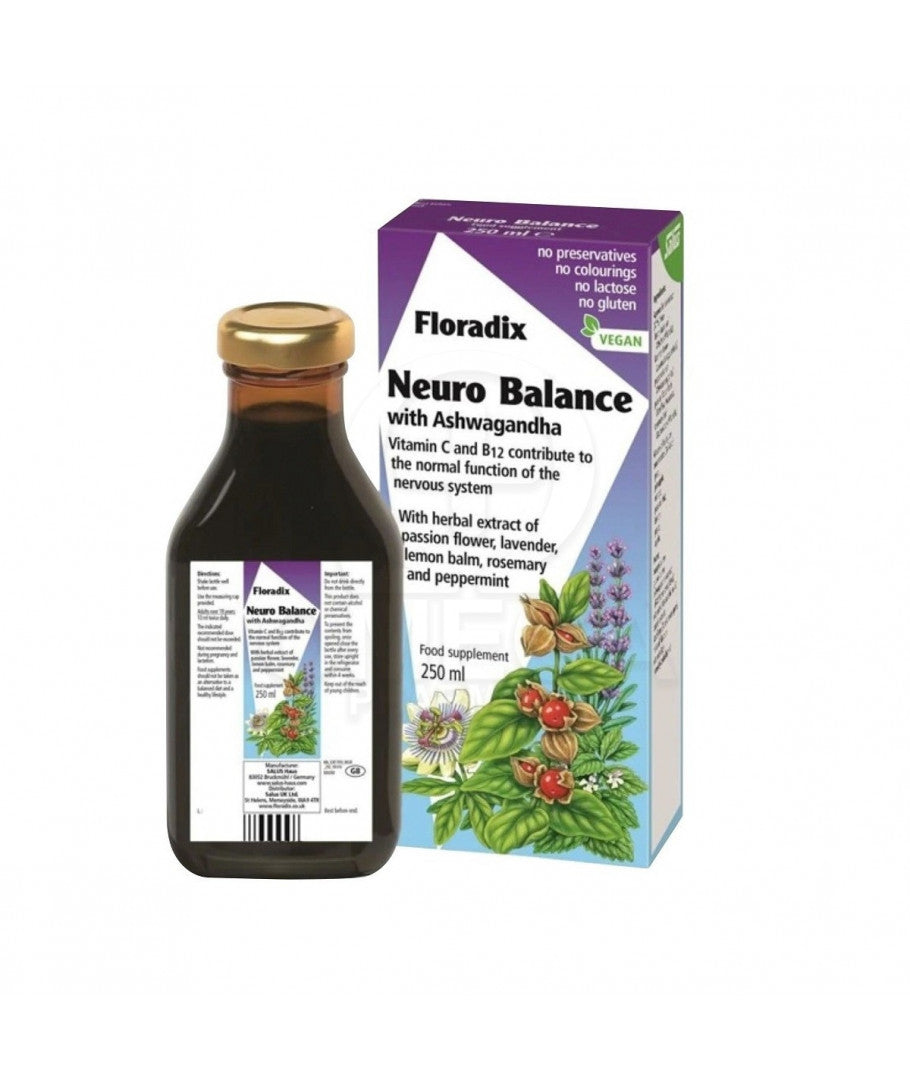 Floradix Neuro Balance 250ml liquid supplement for nervous system and emotional equilibrium.