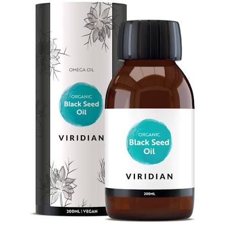 Viridian Organic Black Seed Oil 200ml, a cold-pressed supplement to support immune health and respiratory comfort.