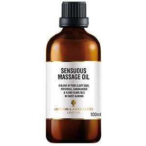 Amphora Aromatics Sensuous Massage Oil with skin-nourishing Sweet Almond oil base.