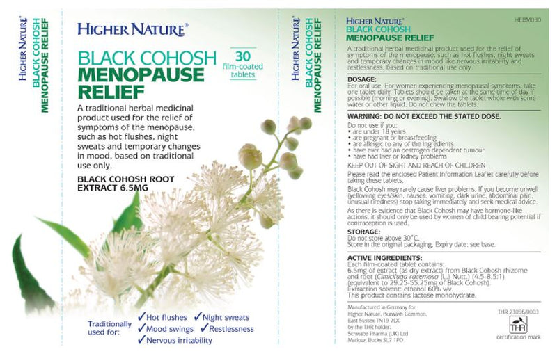 Black Cohosh Menopause Relief Higher Nature