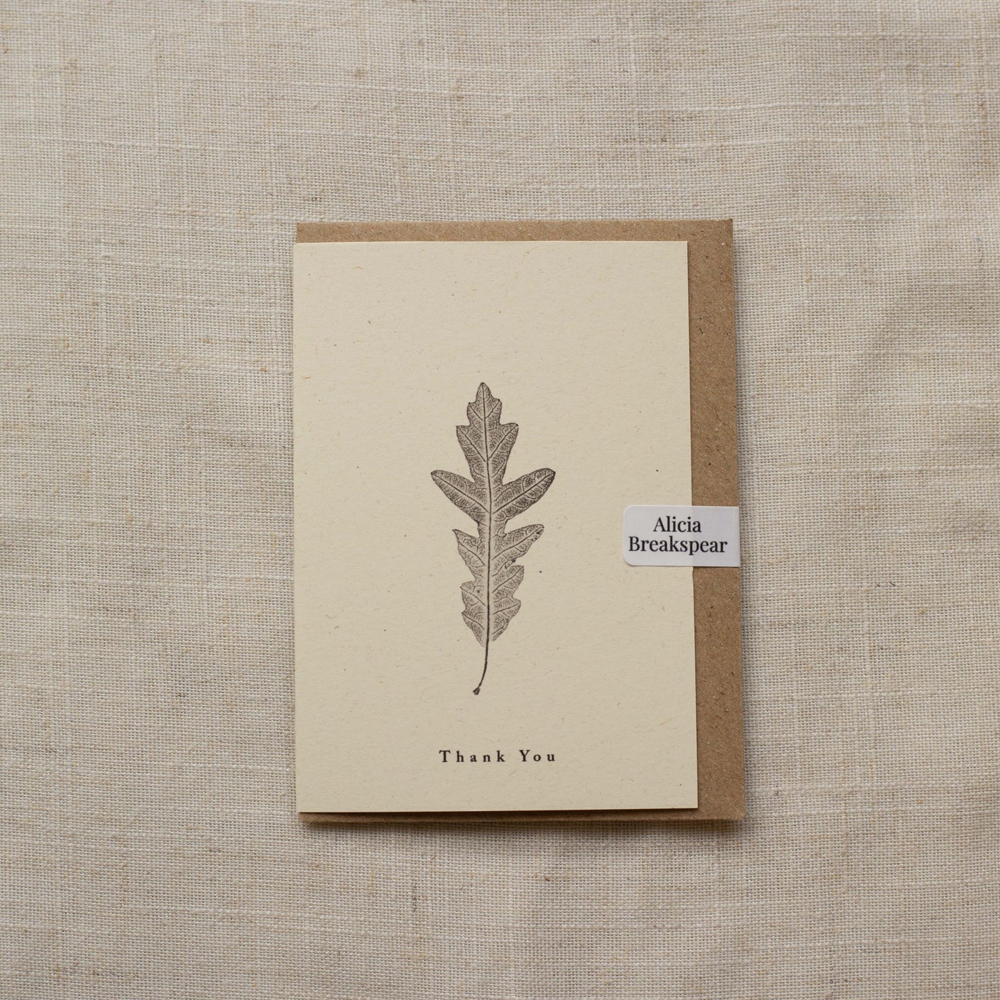 Alicia Breakspear - Mini A7 Thank You Card Botanical Art - Oak Leaf