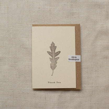 Alicia Breakspear - Mini A7 Thank You Card Botanical Art - Oak Leaf