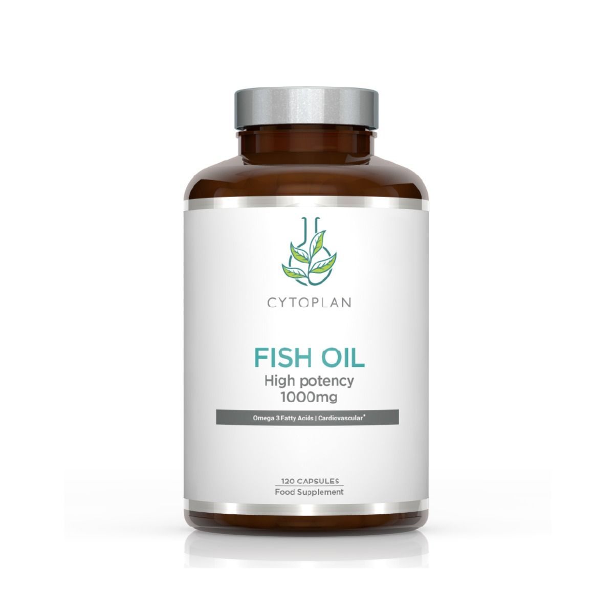 Cytoplan Fish Oil 1000mg 120's providing essential omega-3 fatty acids for cardiovascular and brain health.