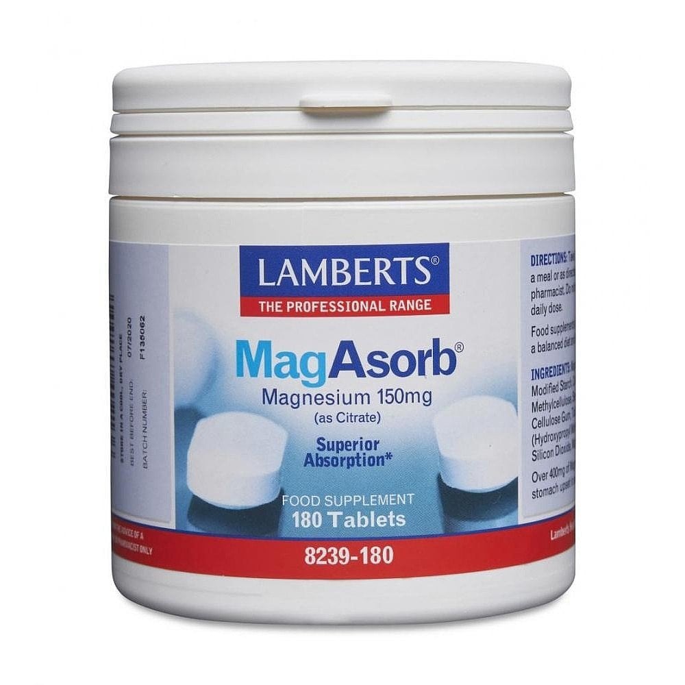 Lamberts MagAbsorb 250s, high-quality magnesium supplement for optimal absorption, supports muscle function and reduces fatigue.