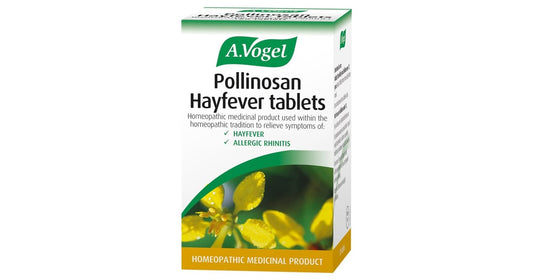 Pollinosan Hayfever Tablets, natural relief from hayfever symptoms with seven potent herbs, non-drowsy solution.
