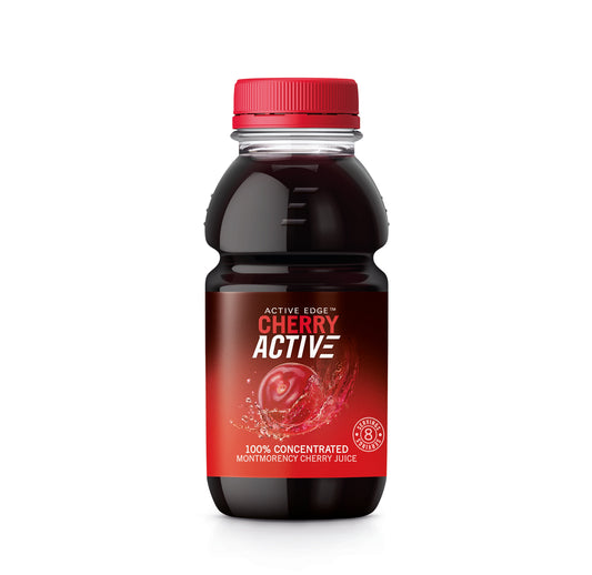 Active Edge Cherry Active Juice, a natural tart cherry juice concentrate for recovery and sleep.