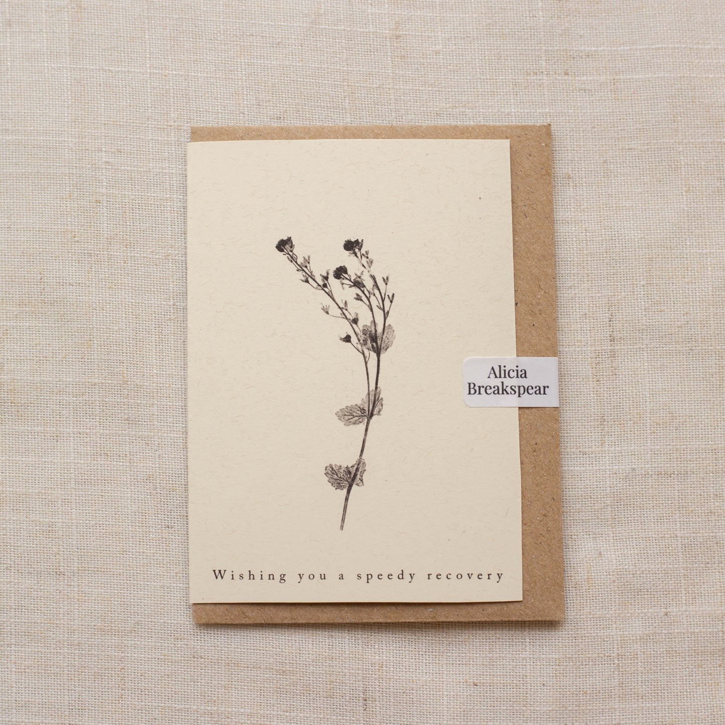 Alicia Breakspear - Speedwell Flower Greeting Card A7 - Wishing You A Speedy Recovery - Get well soon card