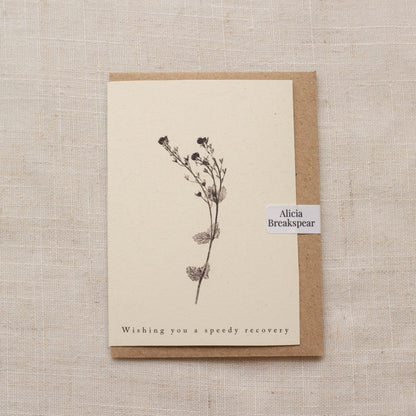 Alicia Breakspear - Speedwell Flower Greeting Card A7 - Wishing You A Speedy Recovery - Get well soon card