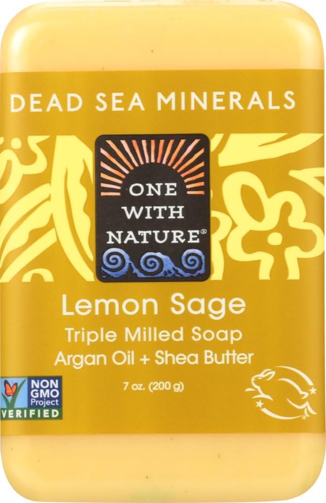 Lemon Sage Dead Sea Mineral Soap, enriched with authentic Dead Sea minerals, for uplifting cleansing and natural balance.