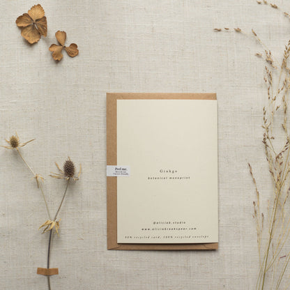 Alicia Breakspear - Ginkgo Leaf Greeting Card A6 Recycled Card 