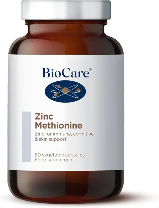 Biocare Optizinc 60s for immune system function, healthy skin, hair & nails in an absorbable citrate form.