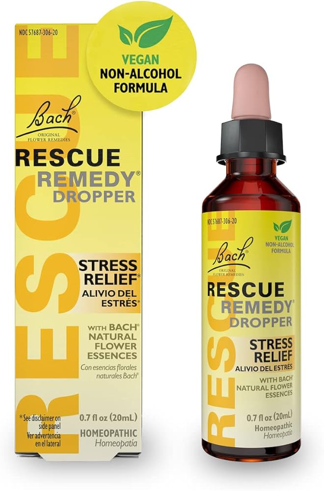 Bach Rescue Remedy Dropper 20ml for everyday pressures, natural blend of five Bach Flower Essences.
