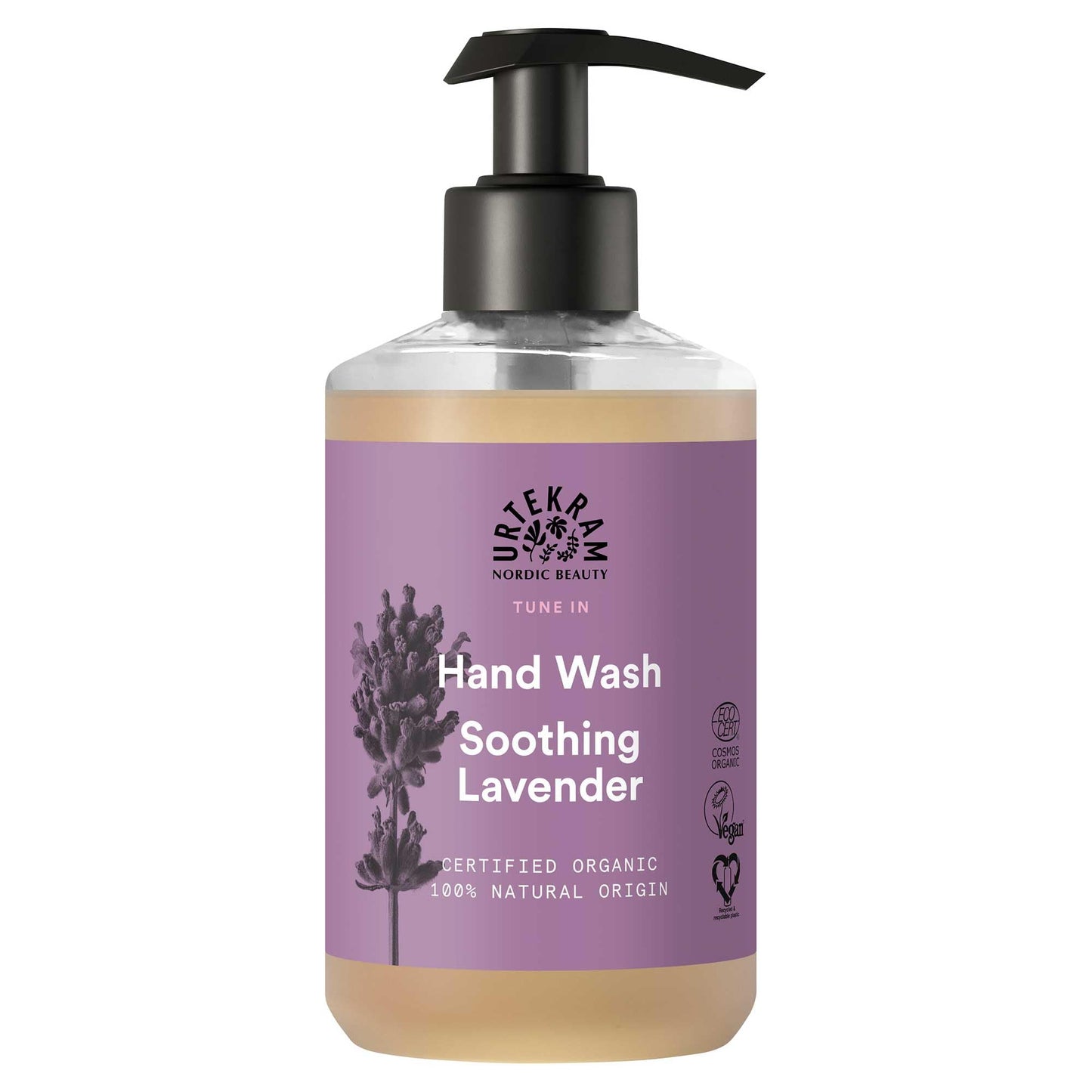 Urtekram Wild Lavender Hand Wash 300ml, a refreshing organic soap with calming lavender and nourishing aloe vera.