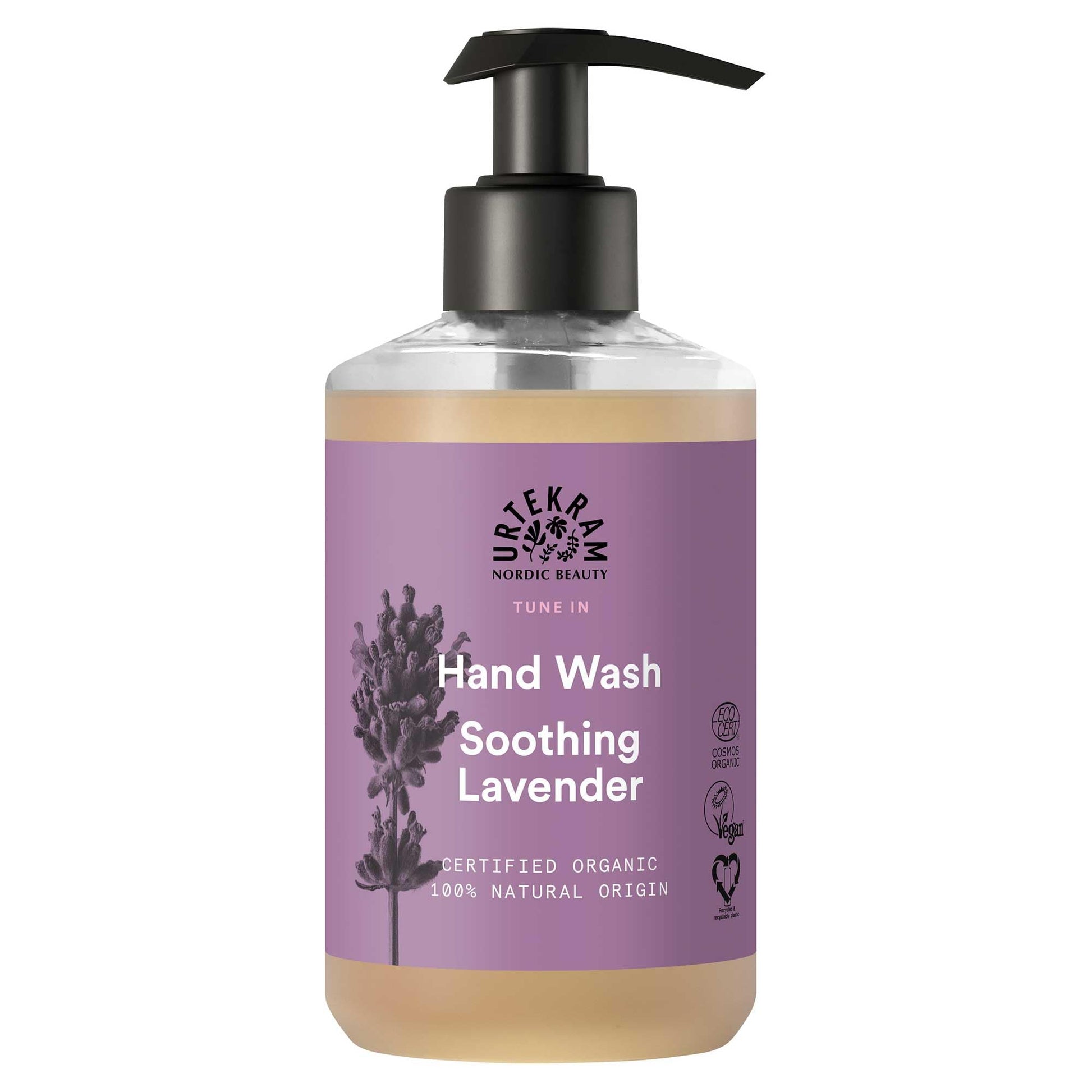 Urtekram Wild Lavender Hand Wash 300ml, a refreshing organic soap with calming lavender and nourishing aloe vera.