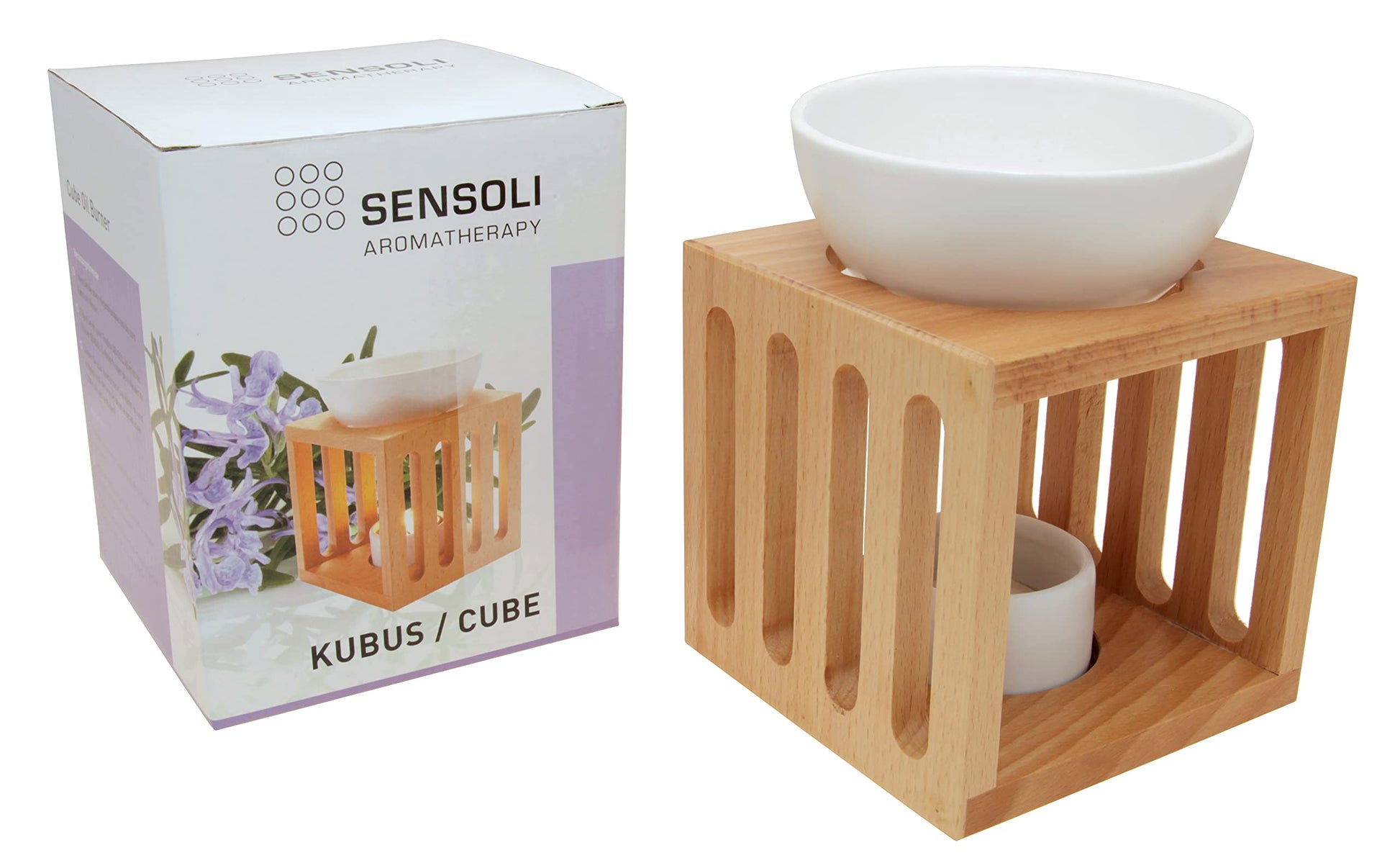 Sensoli Cube Oil Burner: stylish ceramic oil diffuser for essential oils, perfect for modern home decor.