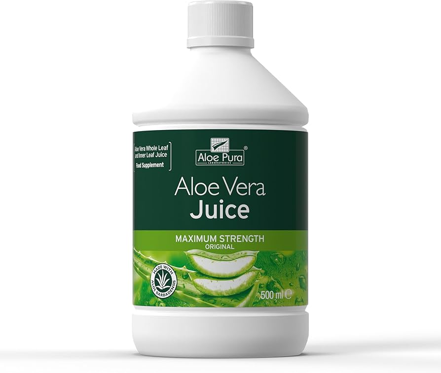 Aloe Pura Aloe Vera Juice maximum strength 500ml for natural internal support.
