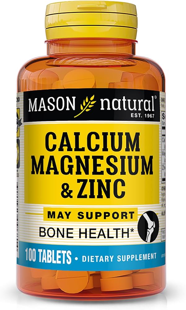 Calcium Magnesium & Zinc 100s, essential minerals for bones and muscles, 100 tablets.