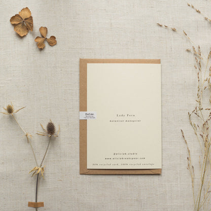 Alicia Breakspear - Lady Fern Print Greeting Card A6 Recycled Card 