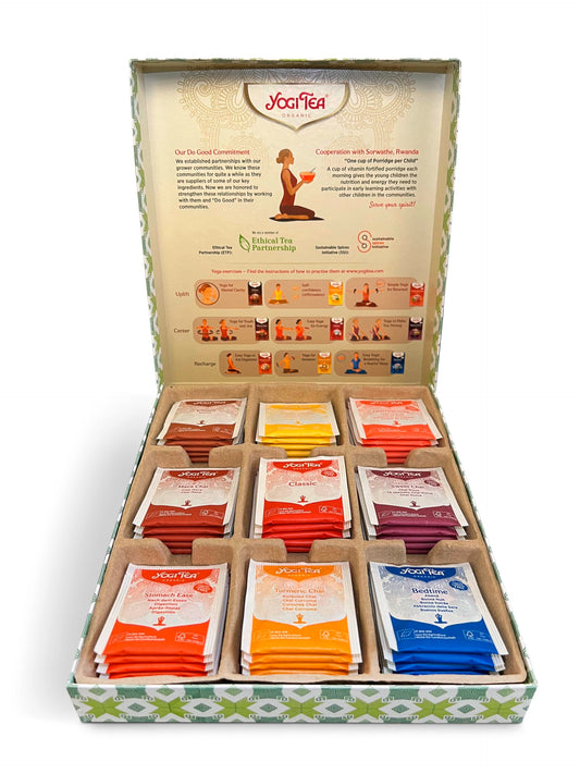 Yogi Tea Selection, a collection of organic Ayurvedic herbal tea blends for holistic well-being.