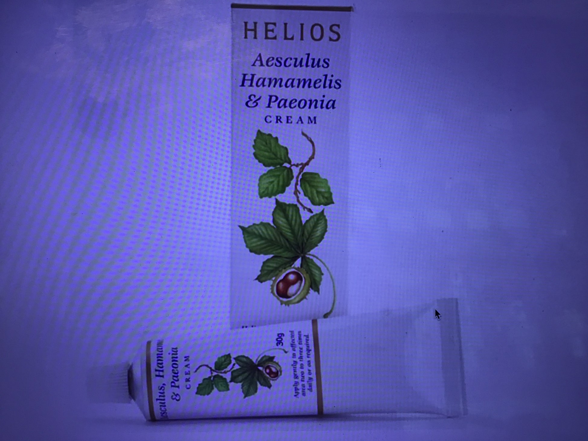 Helios Aesculus Hamaamelis & Paeonia cream 30g for symptomatic relief of haemorrhoids and varicose veins.