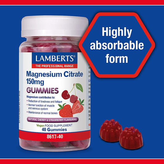 Magnesium Citrate 150mg Gummies, supporting normal muscle function and bone maintenance.