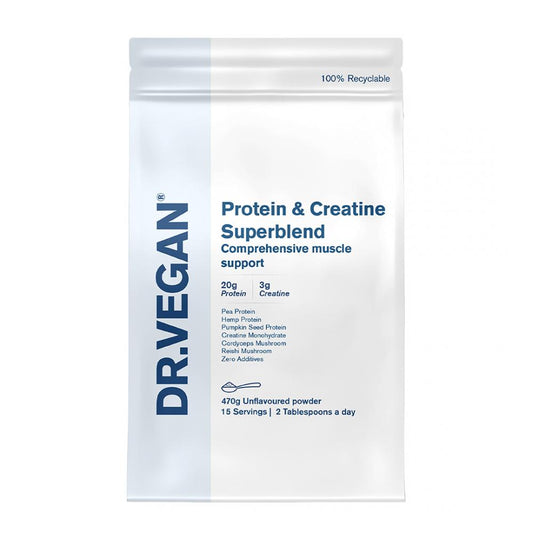 Protein and Creatine Superblend, a premium high-protein supplement powder for muscle growth and recovery.