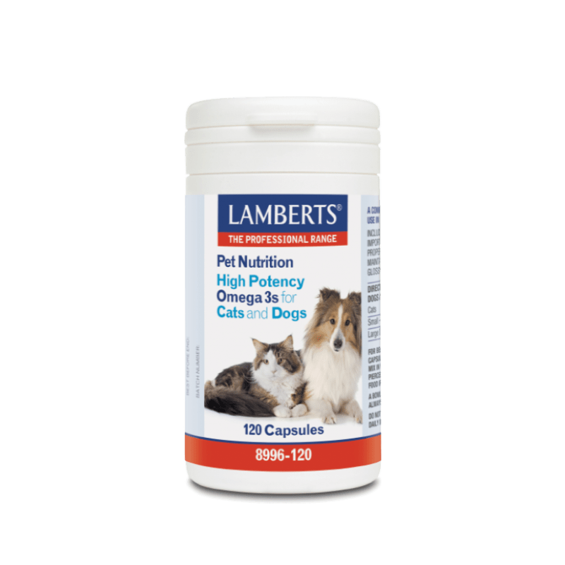 Lamberts Omega 3s Cats and Dogs 120s with essential fatty acids for healthy skin & coat.