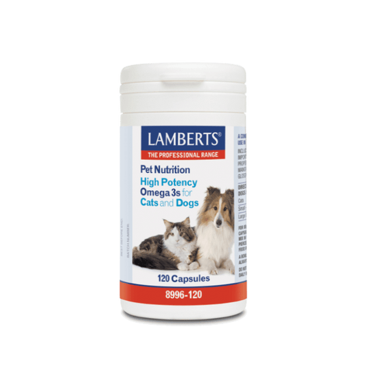 Lamberts Omega 3s Cats and Dogs 120s with essential fatty acids for healthy skin & coat.