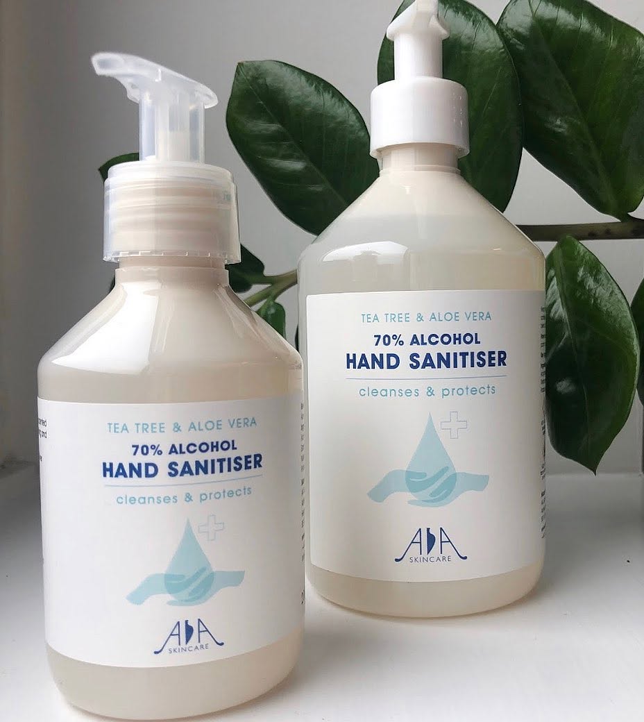 Amphora Aromatics Tea Tree & Aloe Vera Hand Sanitiser with 70% alcohol to purify and soothe skin.