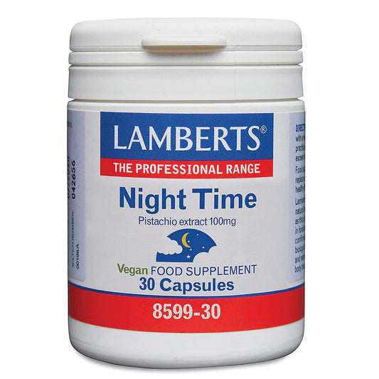 Lamberts Night Time pistachio extract, a herbal supplement formulated to support restful sleep.