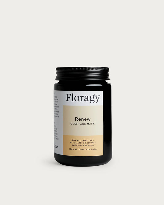 Floragy Renew Clay Face Mask, a revitalising treatment with natural clays to deeply cleanse and refresh the skin.