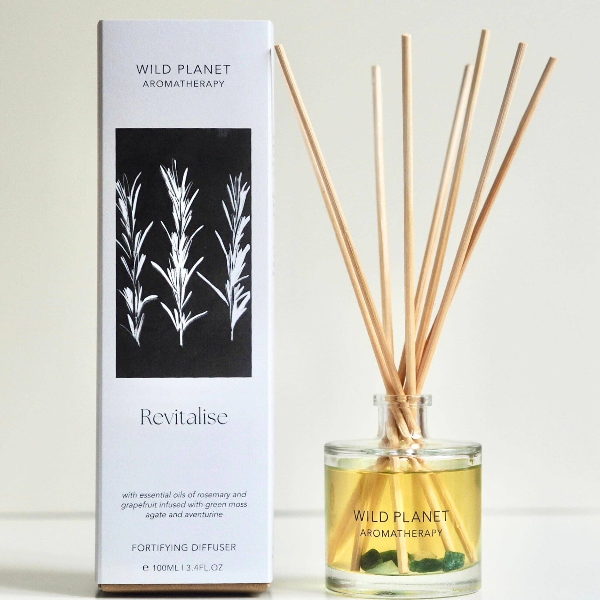 Wild Planet Aromatherapy Revitalise Reed Diffuser 100ml with grapefruit and rosemary.