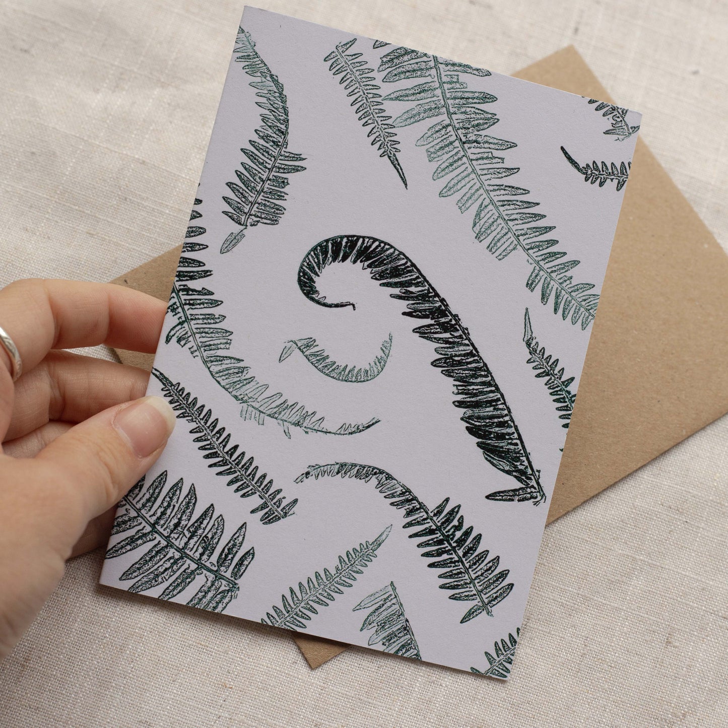 Alicia Breakspear - Christmas Card A6 Botanical Bracken Ferns - Recycled Card 