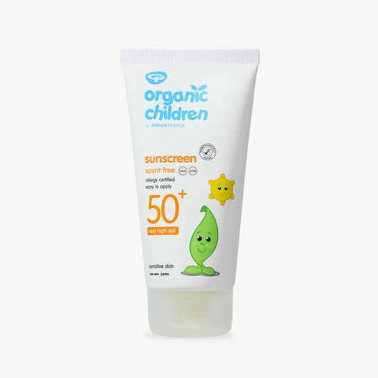 Organic children's sunscreen 50+ in a 30ml bottle.