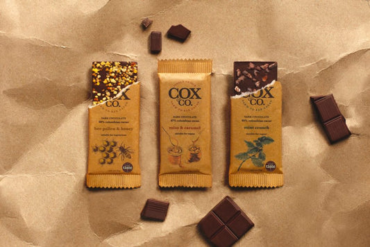 Cox chocolate: luxurious treat with rich, distinctive flavour for discerning palates.
