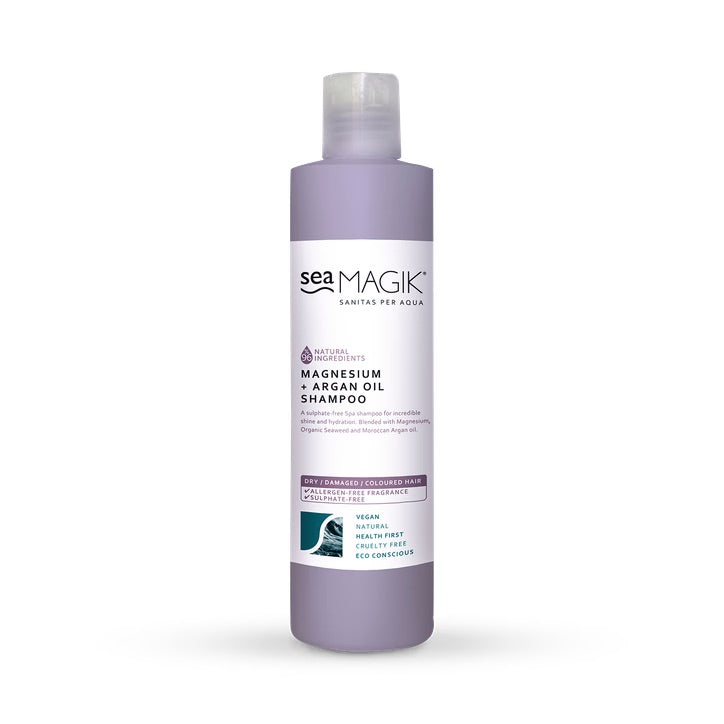 Sea Magik Magnesium & Argan Oil Shampoo to deeply nourish and revitalise dry or damaged hair.