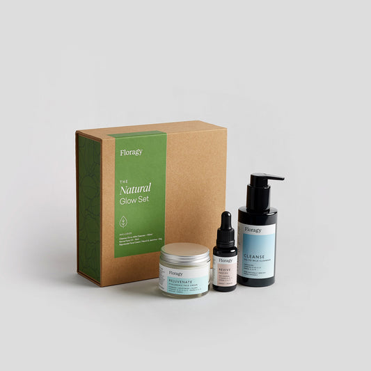 Floragy The Little Box of Glow, a natural skincare gift set designed to boost skin radiance.