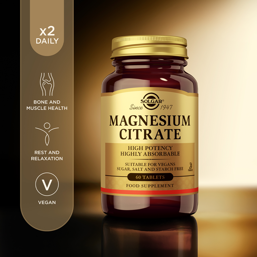 Solgar Magnesium Citrate 120s, highly absorbable magnesium for tiredness and fatigue, 120 tablets