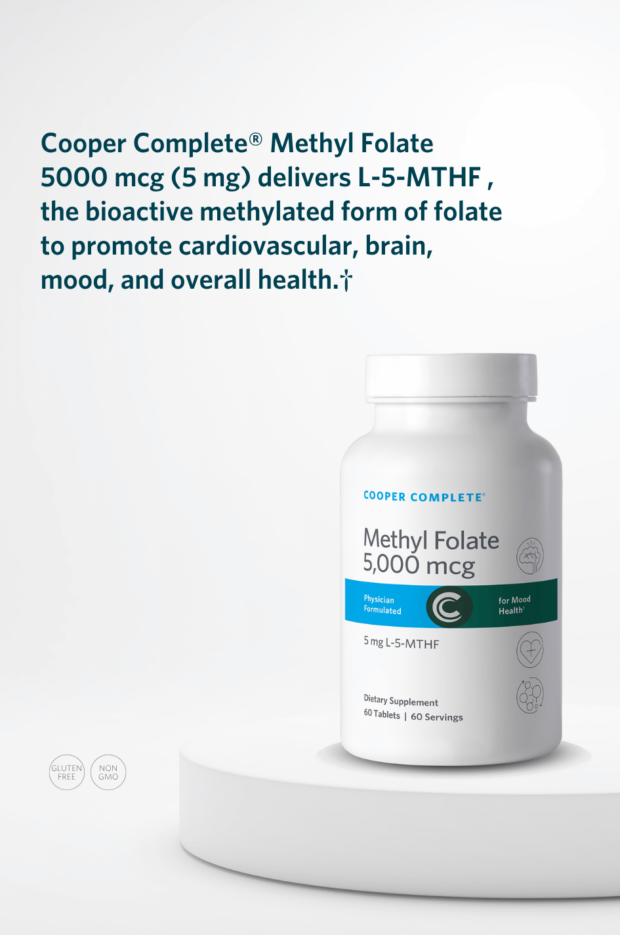 Methyl folate supplement for DNA synthesis and overall well-being, an active B vitamin.