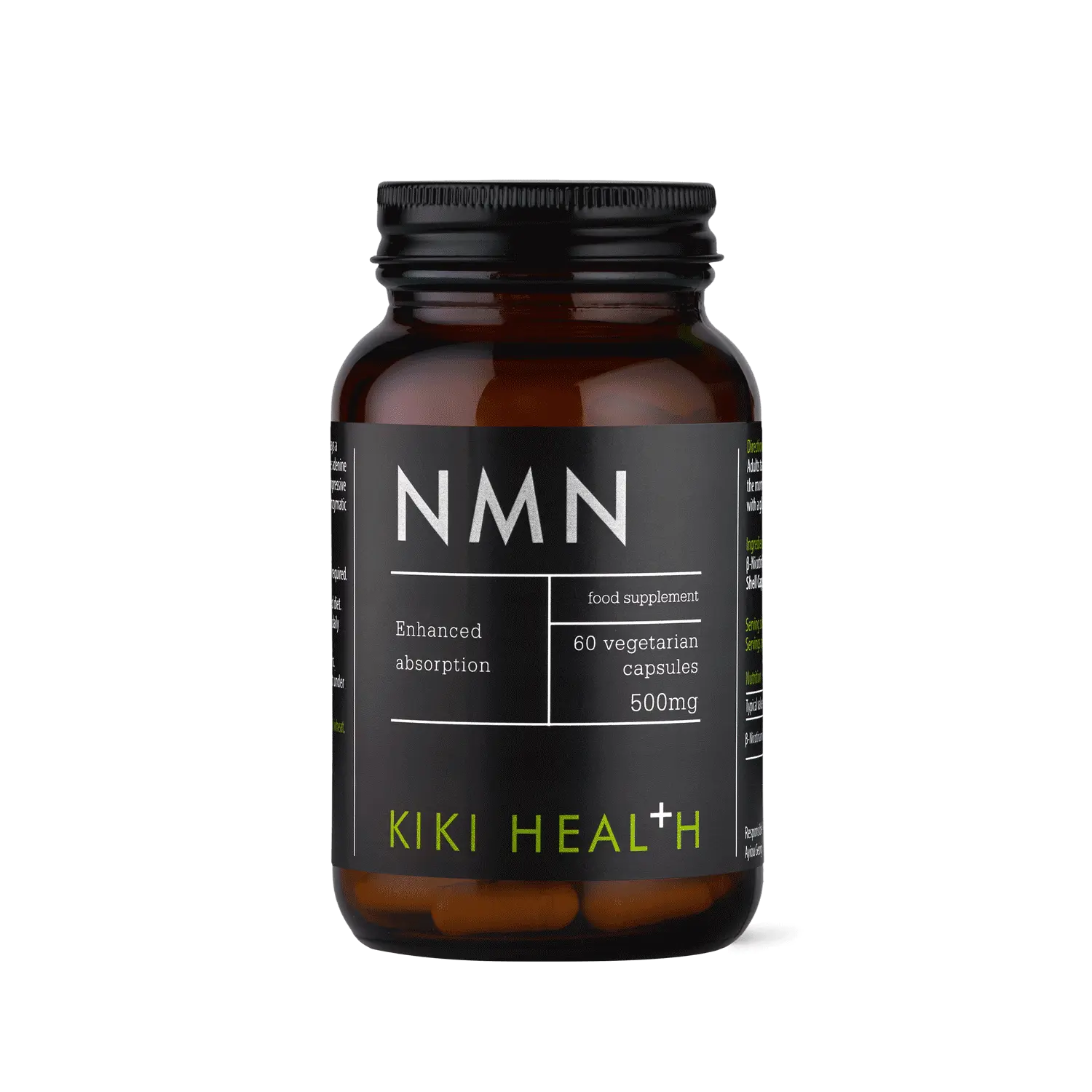 Kiki Health NMN 60's: premium supplement supporting cellular health & energy with Nicotinamide Mononucleotide.