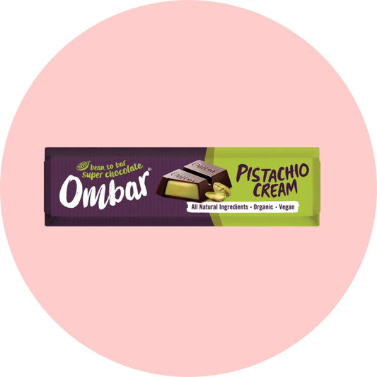 Ombar pistachio bar 42g - organic chocolate with subtle, nutty pistachio notes