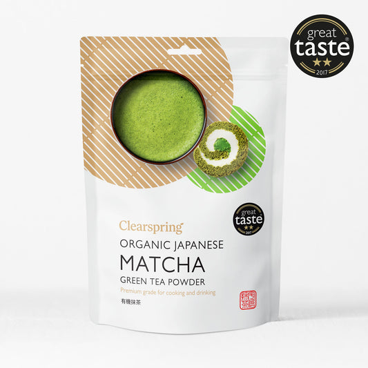 Clearspring Organic Japanese Matcha 100g, a premium finely ground green tea powder for authentic flavour.