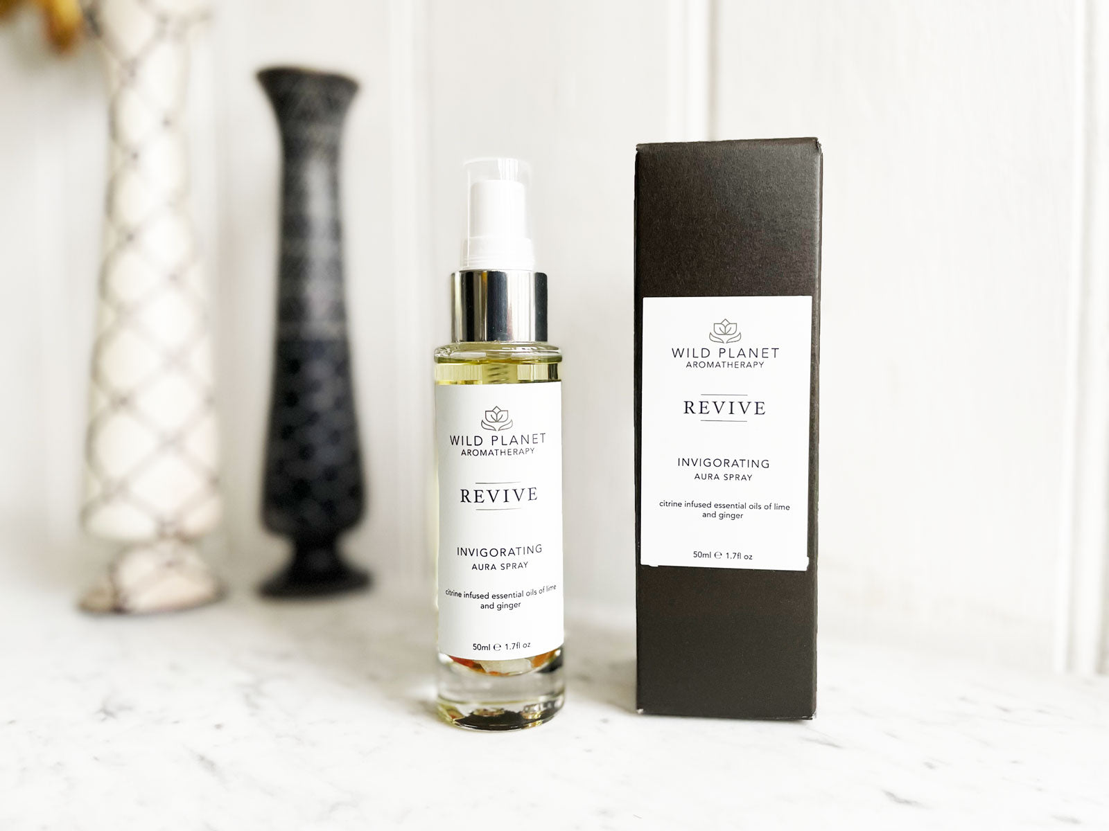 Wild Planet Revive Aura Mist, refreshes personal space and uplifts spirit.